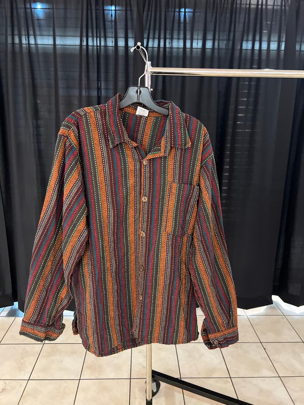 Ganesh Himal Multicolor Woven Stripe Button Up Sz XXL